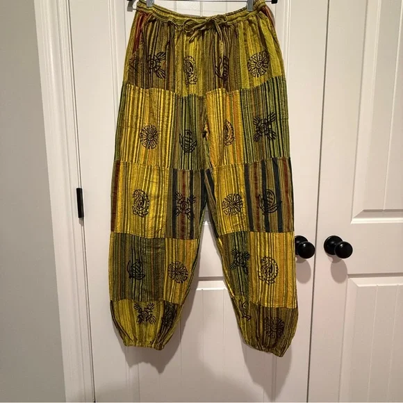 NEW CottonPatchwork Boho Harem Jogger Pants - Picture 2 of 13